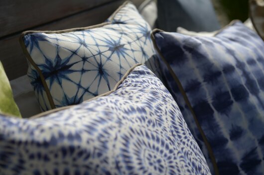 H.O.C.K. Badu Batik Saphire Outdoor Kissen mit Keder 50x50cm col. 03 blau