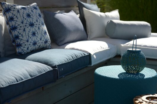 H.O.C.K. Badu Batik Saphire Outdoor Kissen mit Keder 50x50cm col. 03 blau