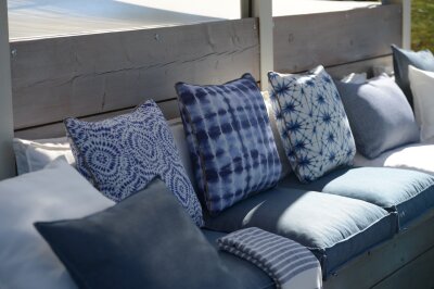 H.O.C.K. Badu Batik Saphire Outdoor Sitzkissen 50x50x5cm col. 03 blau