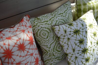 H.O.C.K. Badu Batik Saphire Outdoor Hocker rund ø60x40cm col. 20 orange