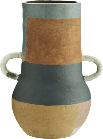 Madam Stoltz Terracotta Vase 20,5x26,5cm blau, rosa, grau 