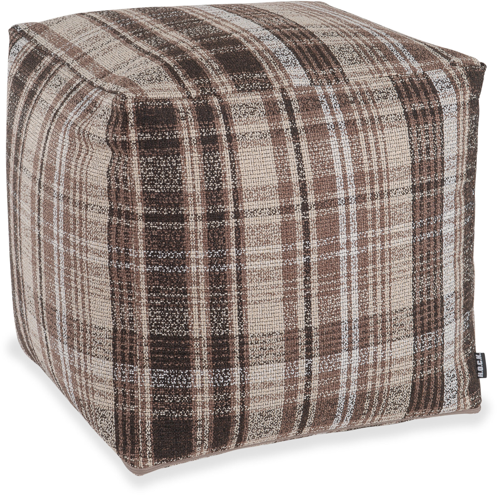 H.O.C.K. Ardesia Bean Cube kariert Pouf 40x40x40cm braun col. 800