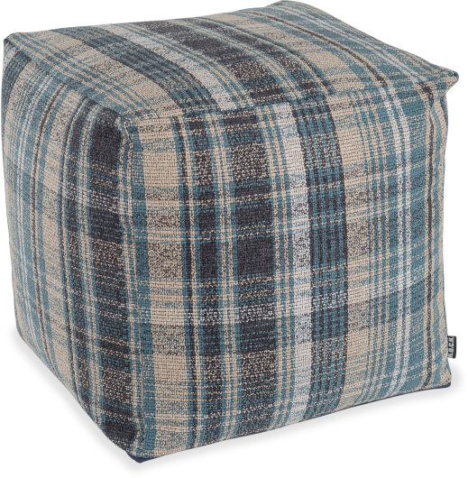 H.O.C.K. Ardesia Bean Cube kariert Pouf 40x40x40cm blau col. 021
