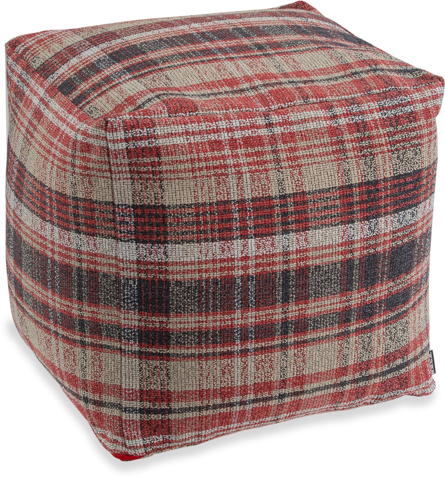 H.O.C.K. Ardesia Bean Cube kariert Pouf 40x40x40cm rot col. 101