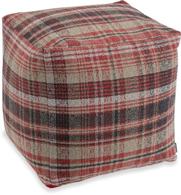 H.O.C.K. Ardesia Bean Cube kariert Pouf 40x40x40cm rot...