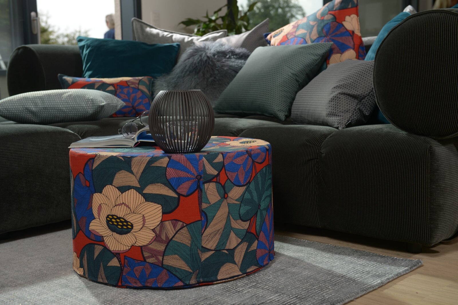 H.O.C.K. Chloe Hocker rund Pouf ø60x40cm blue-red