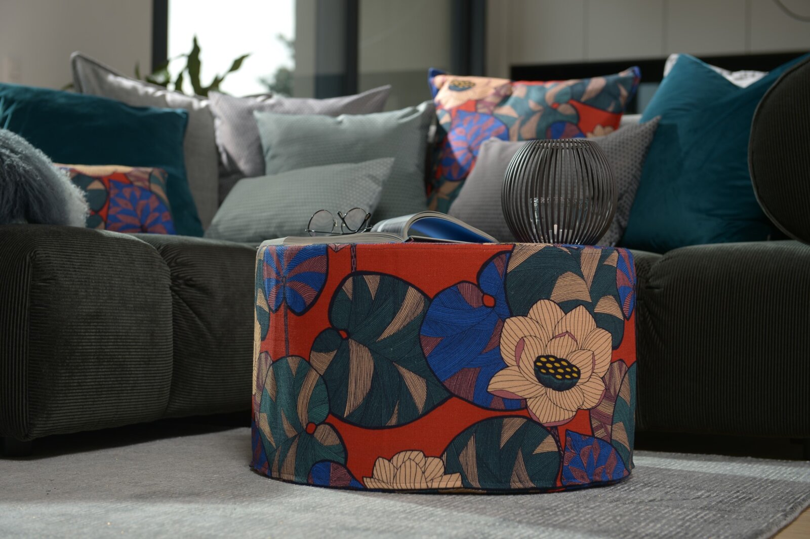H.O.C.K. Chloe Hocker rund Pouf ø60x40cm blue-red