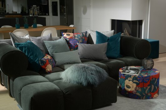 H.O.C.K. Chloe Hocker rund Pouf ø60x40cm blue-red