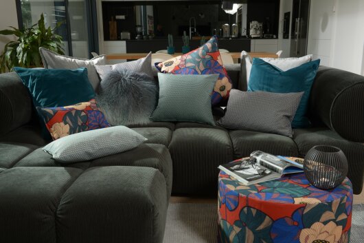 H.O.C.K. Chloe Hocker rund Pouf ø60x40cm blue-red