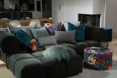 H.O.C.K. Chloe Hocker rund Pouf ø60x40cm blue-red