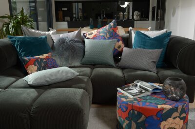 H.O.C.K. Chloe Hocker rund Pouf ø60x40cm blue-red