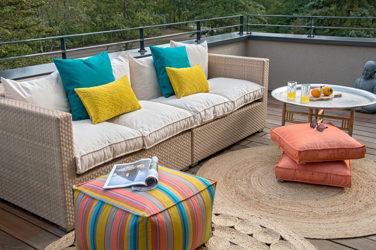 H.O.C.K. Yucatan Outdoor Matratzenkissen 50x50x10cm maiz-salmon