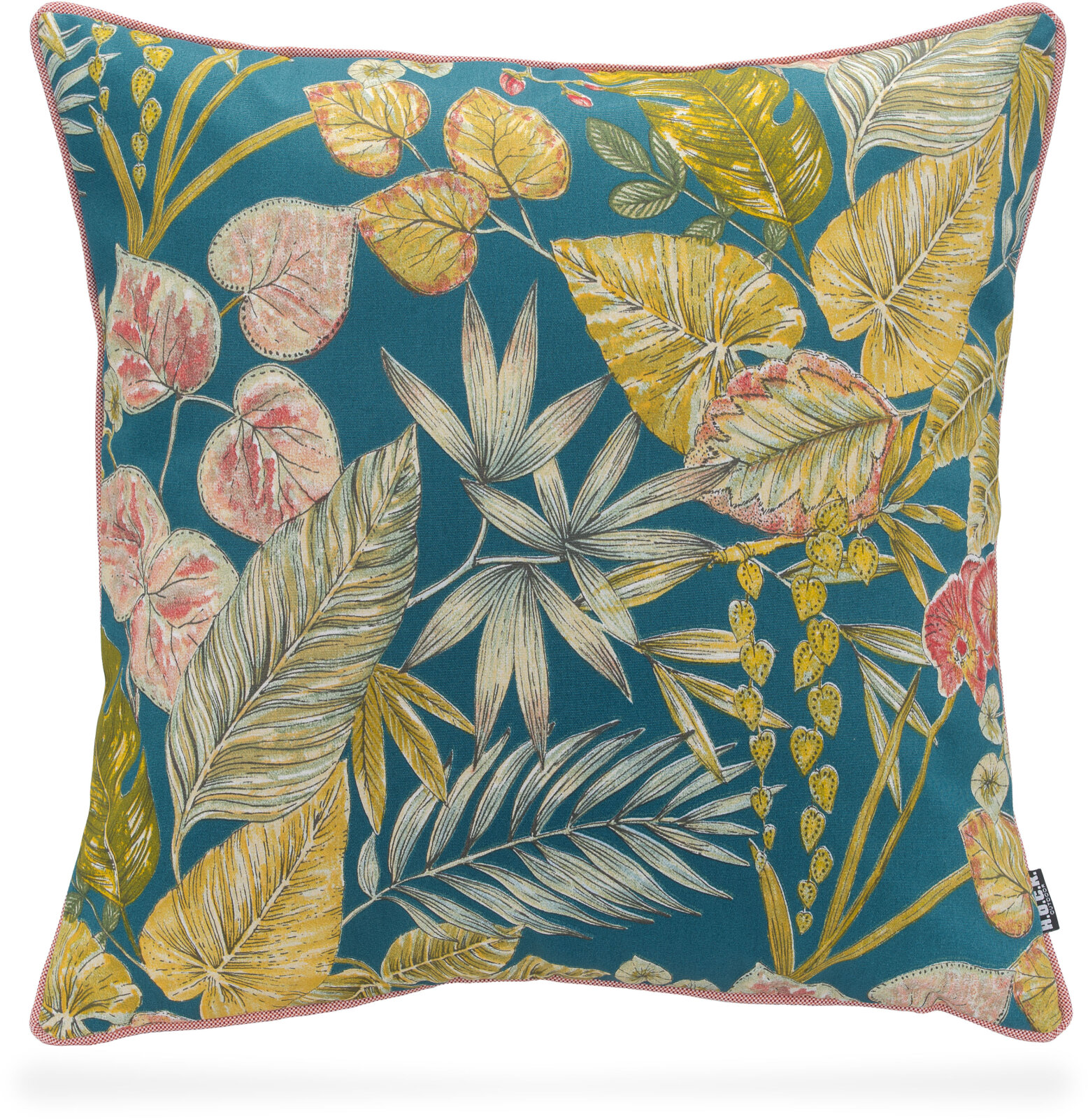 H.O.C.K. Eliza-Bouquet Outdoor Wendekissen Blumen-Motiv mit Keder 50x50cm petrol