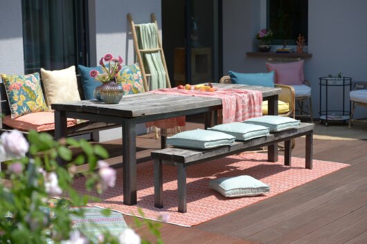 H.O.C.K. Sparkle Outdoor Kissen mit Keder 60x40cm petrol