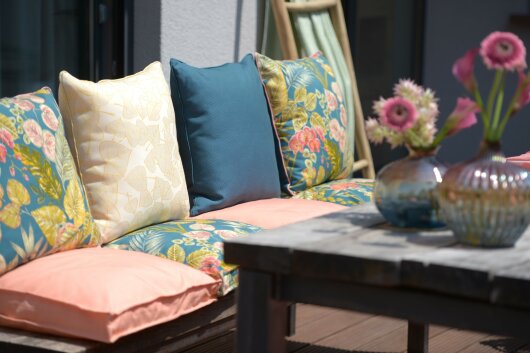 H.O.C.K. Sparkle Outdoor Kissen mit Keder 60x40cm petrol