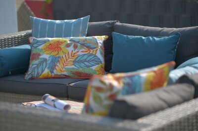 H.O.C.K. Sparkle Outdoor Kissen mit Keder 60x40cm petrol