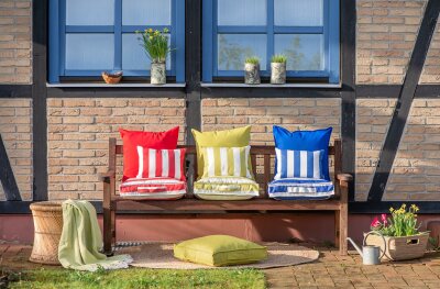H.O.C.K. Classic Streifen Outdoor Kissen 60x40cm hellgrau
