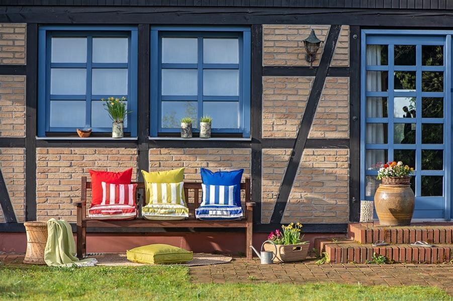 H.O.C.K. Classic Streifen Outdoor Matratzenkissen 50x50x10cm hellgrau