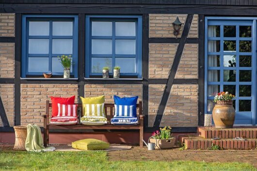 H.O.C.K. Classic Streifen Outdoor Matratzenkissen 50x50x10cm grau