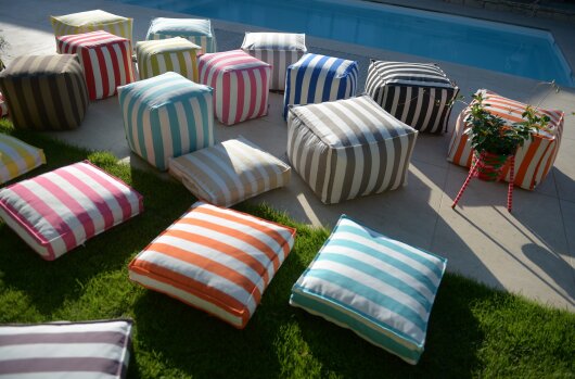 H.O.C.K. Classic Streifen Outdoor Matratzenkissen 50x50x10cm grau