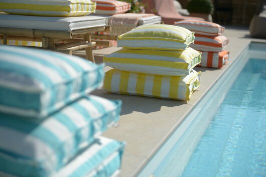 H.O.C.K. Classic Streifen Outdoor Matratzenkissen 50x50x10cm gelb yellow col. 25