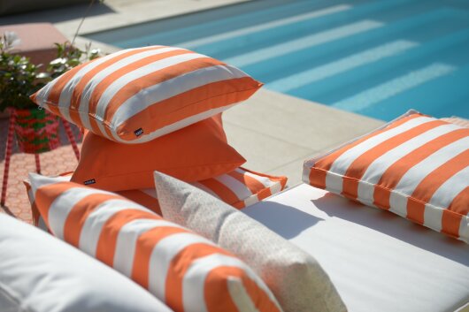 H.O.C.K. Classic Streifen Outdoor Kissen 50x50cm orange col. 24