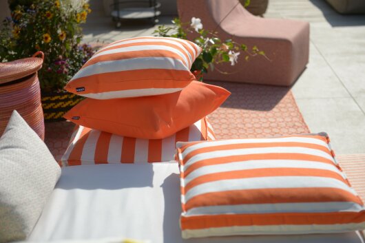 H.O.C.K. Classic Streifen Outdoor Kissen 50x50cm orange col. 24