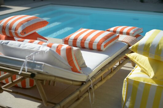 H.O.C.K. Classic Streifen Outdoor Kissen 50x50cm orange col. 24