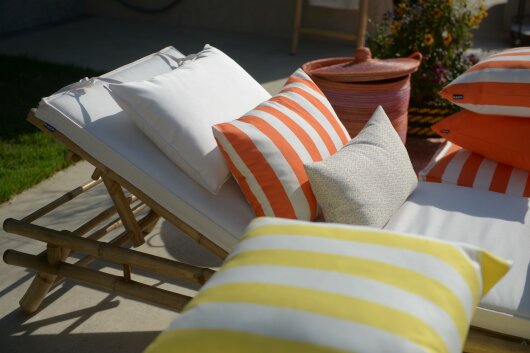 H.O.C.K. Classic Streifen Outdoor Kissen 60x40cm orange col. 24
