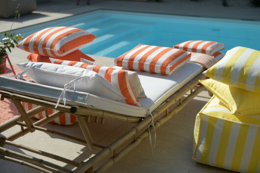 H.O.C.K. Classic Streifen Outdoor Kissen 60x40cm orange col. 24