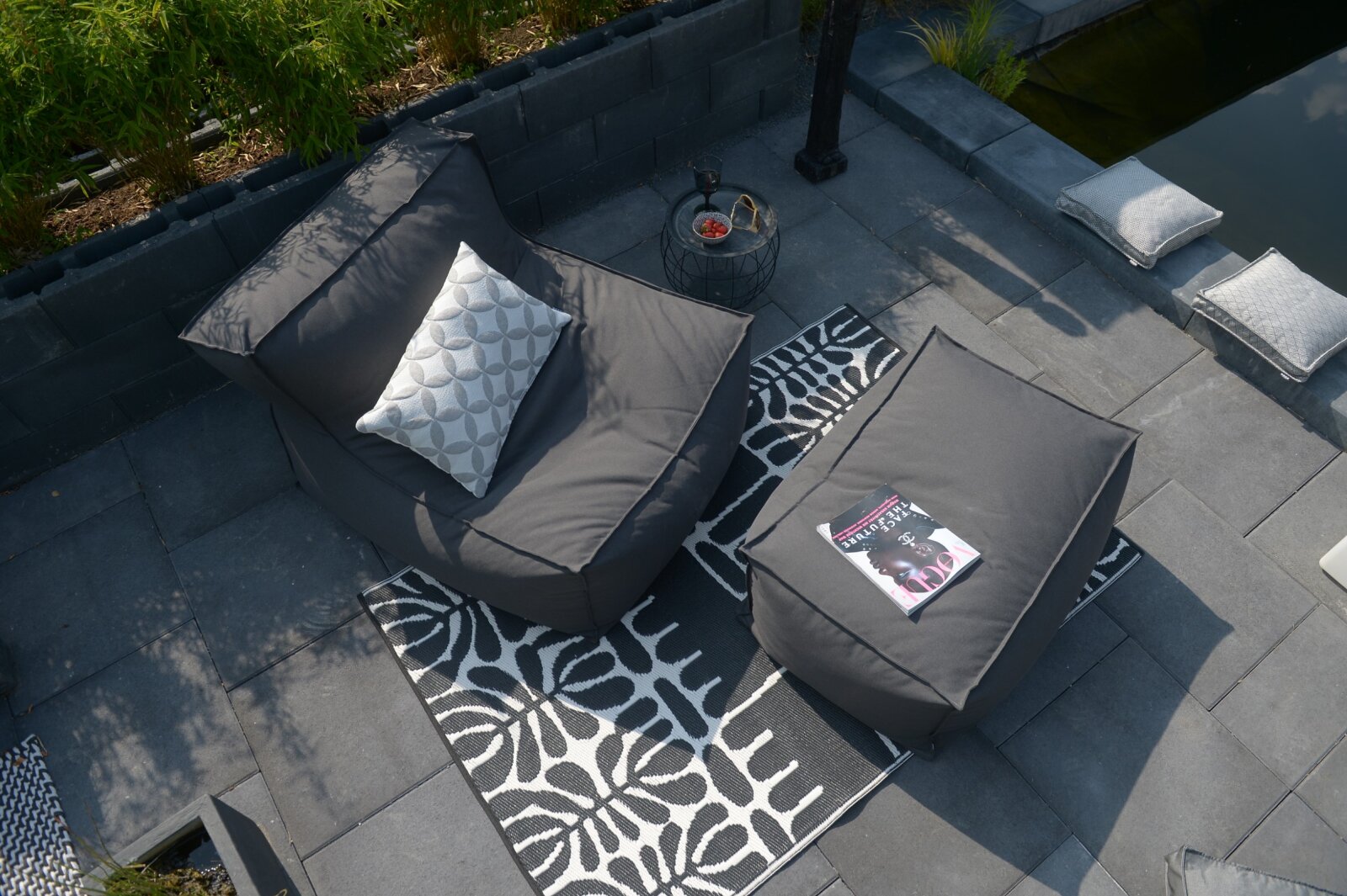 H.O.C.K. Luna Outdoor Wendekissen 60x40cm hellgrau