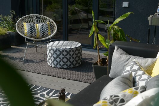 H.O.C.K. Luna Outdoor Hocker rund Pouf ø60x40cm schwarz