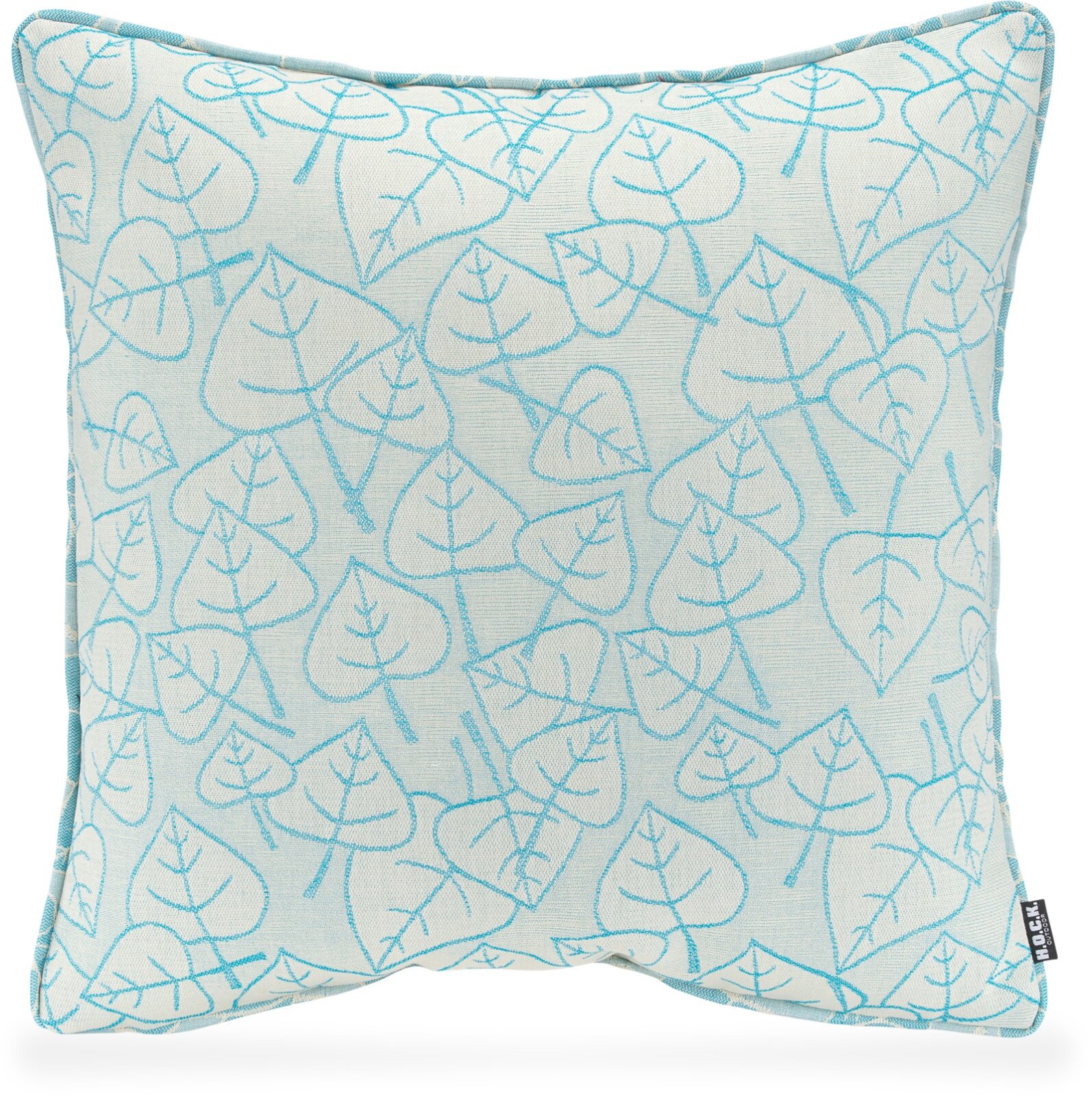 H.O.C.K. Nala Outdoor Kissen Blatt-Motiv mit Keder 50x50cm türkis mint col. 02-27