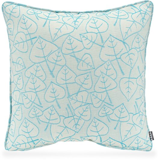 H.O.C.K. Nala Outdoor Kissen Blatt-Motiv mit Keder 50x50cm türkis mint col. 02-27