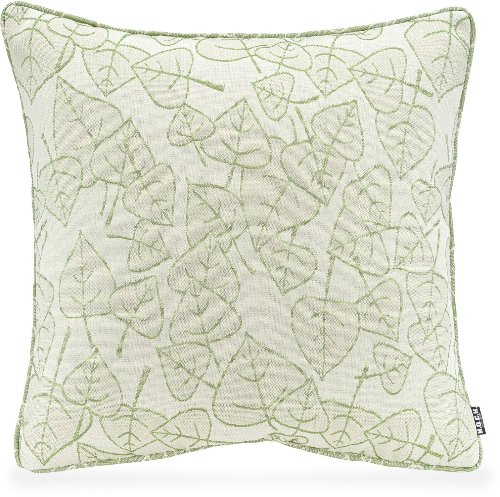 H.O.C.K. Nala Outdoor Kissen Blatt-Motiv mit Keder 50x50cm grün col. 02-59