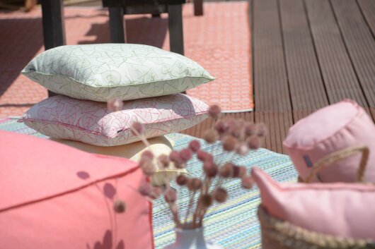 H.O.C.K. Nala Outdoor Kissen Blatt-Motiv mit Keder 50x50cm grün col. 02-59