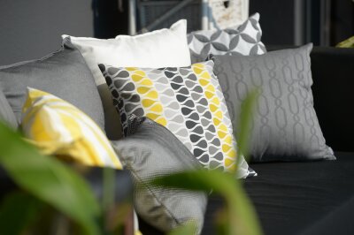 H.O.C.K. Drops Outdoor Kissen 60x40cm multi gelb grau col. 06