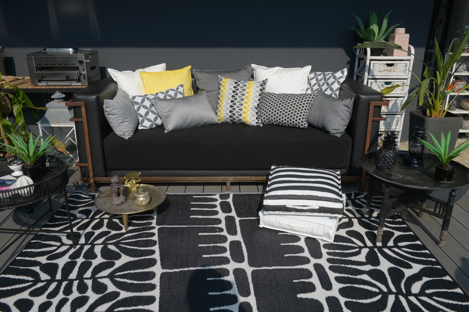H.O.C.K. Outdoor Teppich Serowe black 120x180cm schwarz creme