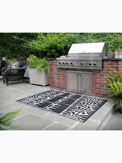 H.O.C.K. Outdoor Teppich Serowe black 120x180cm schwarz creme