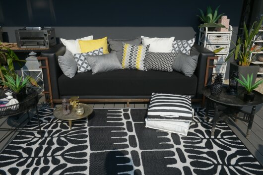 H.O.C.K. Outdoor Teppich Serowe black 120x180cm schwarz creme
