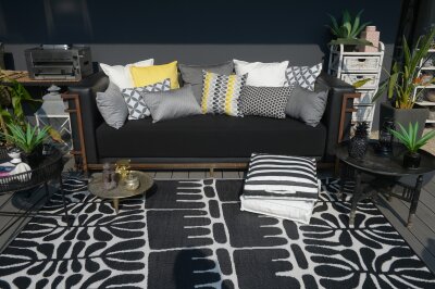 H.O.C.K. Outdoor Teppich Serowe black 120x180cm schwarz creme