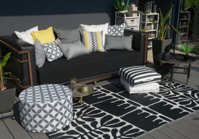 H.O.C.K. Outdoor Teppich Serowe black 150x240cm schwarz creme