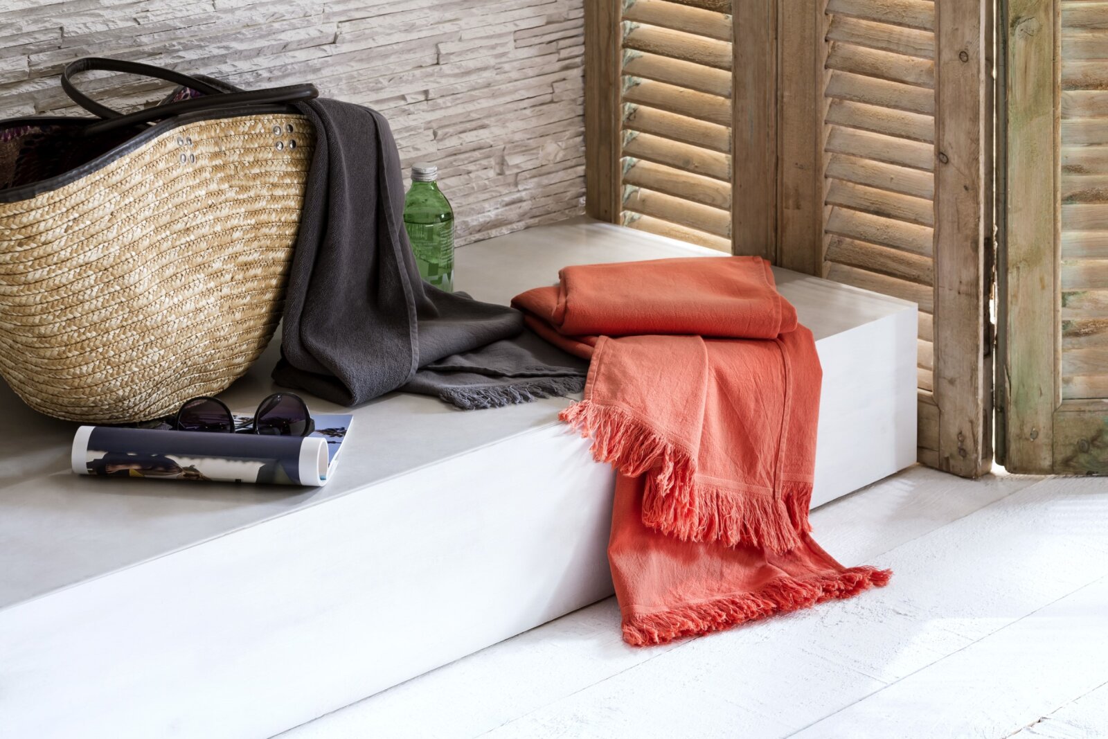 H.O.C.K. Strandhandtuch Canberra Towel 95x180cm einfarbig orange coral 1546