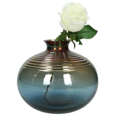 KRST Vase Glass Blue 21x21x18cm rund Farbverlauf