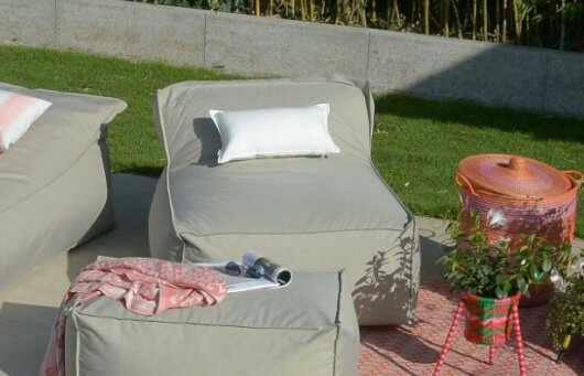 H.O.C.K. Lolly Outdoor Lounge-Sessel, ca. 105x90x40cm Tampa cement-beige col. 1321
