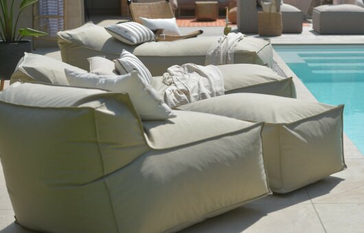 H.O.C.K. Lolly Outdoor Lounge-Sessel, ca. 105x90x40cm Tampa cement-beige col. 1321