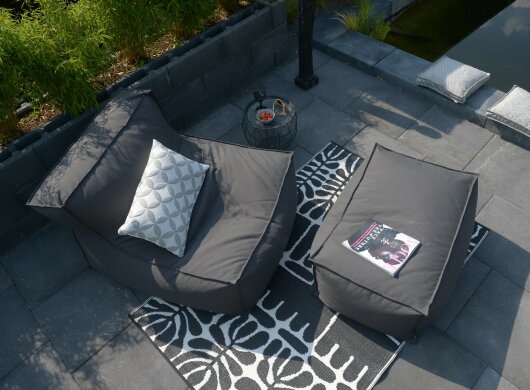 H.O.C.K. Lolly Outdoor Lounge-Sessel, ca. 105x90x40cm Tampa elephant-black col. 9950- charcoal ACRY Blend WR + PE