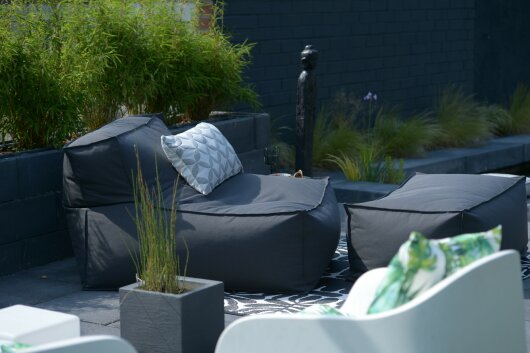 H.O.C.K. Lolly Outdoor Lounge-Sessel, ca. 105x90x40cm Tampa elephant-black col. 9950- charcoal ACRY Blend WR + PE