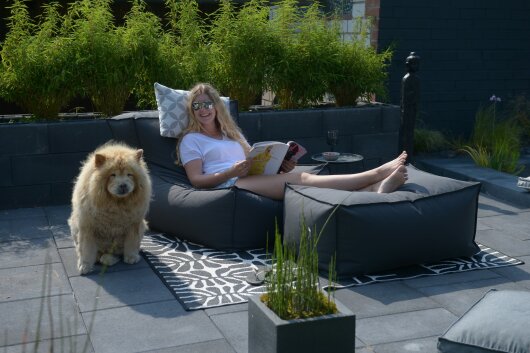 H.O.C.K. Lolly Outdoor Lounge-Sessel, ca. 105x90x40cm Tampa elephant-black col. 9950- charcoal ACRY Blend WR + PE
