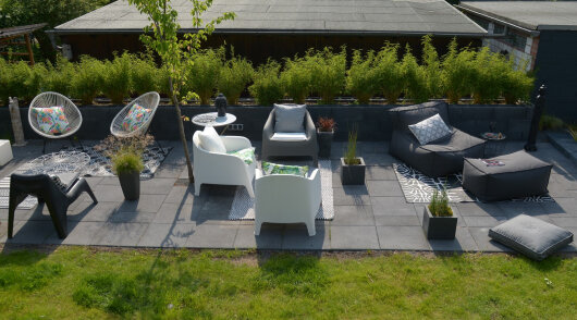 H.O.C.K. Lolly Outdoor Lounge-Sessel, ca. 105x90x40cm Tampa elephant-black col. 9950- charcoal ACRY Blend WR + PE